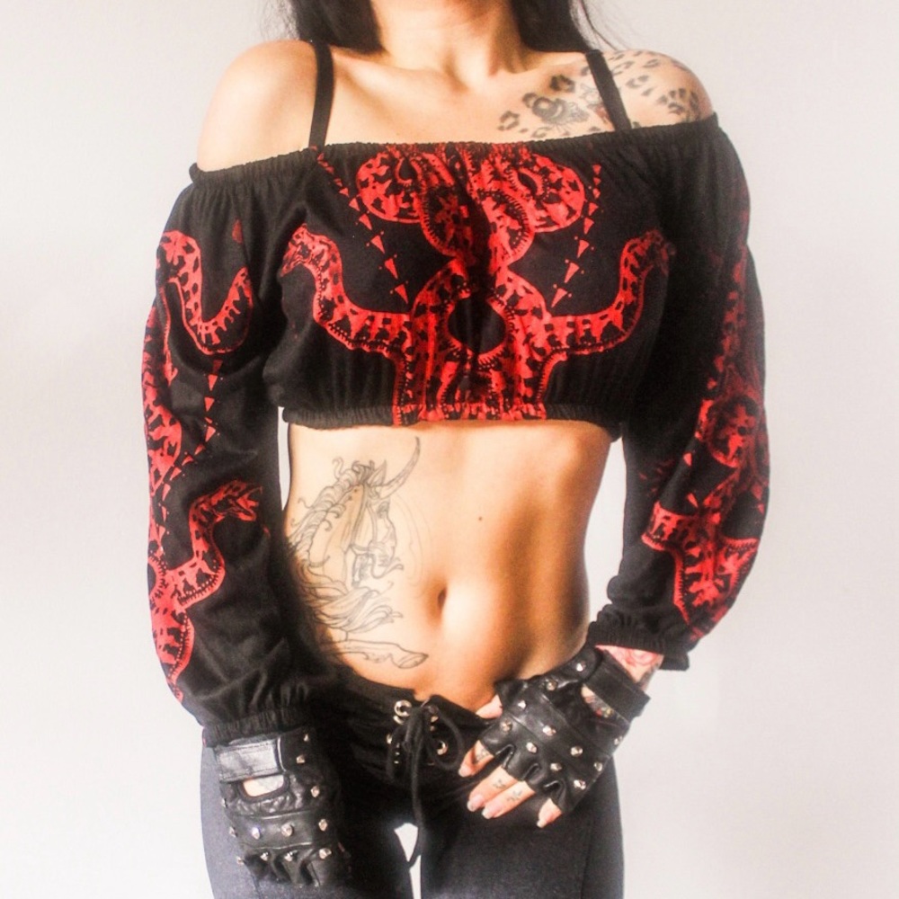 Toxic Vision Snake Gypsy Crop Top